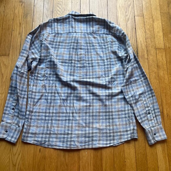 Peter Millar Mens L Gray Blue Plaid 100% Cotton Long Sleeve Button-Down Shirt - Picture 13 of 13